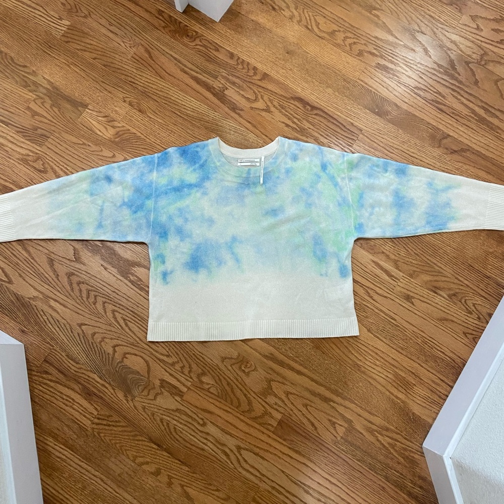 Anthropologie Cream, green and Blue Sweater from the Cashmere Collection